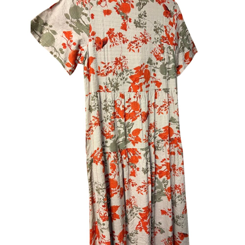 EJF Purple and Red Floral Short Sleeve Maxi Dress NEW - Picture 7 of 11